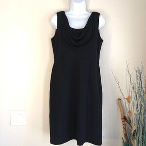 Spense Drape Neck Black Sheath Dress Sleeveless Little Black Dress 8